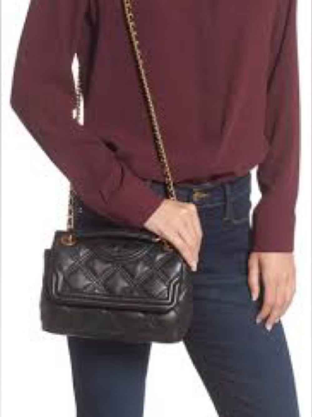 Tory Burch Fleming Quilted Soft Leather Convertible Shoulder Bag Black GoldChain - Picture 5 of 16